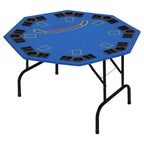 Poker Table Foldable, 47" Octagon Blackjack Poker Game Table for 8 Players with Cup Holders and Chips Tray, Blue Felt