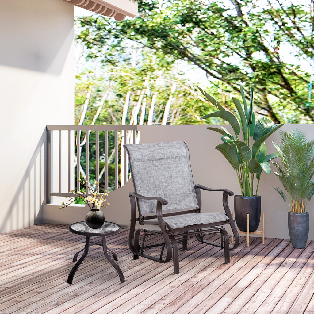 Outdoor Glider Chair, Gliders for Outside Patio with Steel Frame and Mesh Fabric for Backyard, Garden, and Porch, Gray