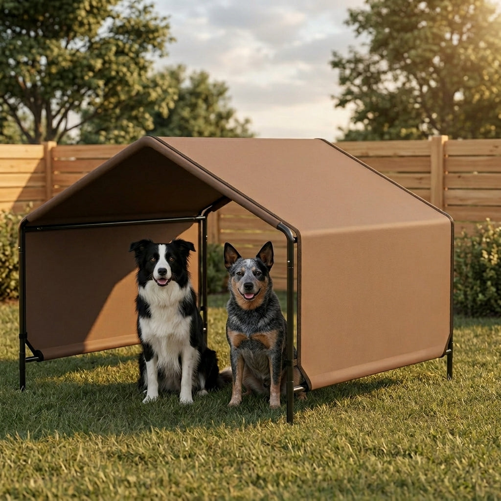 Portable Dog Tent Water Resistant for Outdoor Shade Protection, Brown