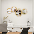 42.25" Circle Mirror for Wall, Modern Metal Wall Art for Living Room, Bedroom and Dining Room, Gold
