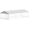 20' x 7.5' x 5' Dog Kennel Outdoor for Large Dogs with Waterproof Roof, Silver