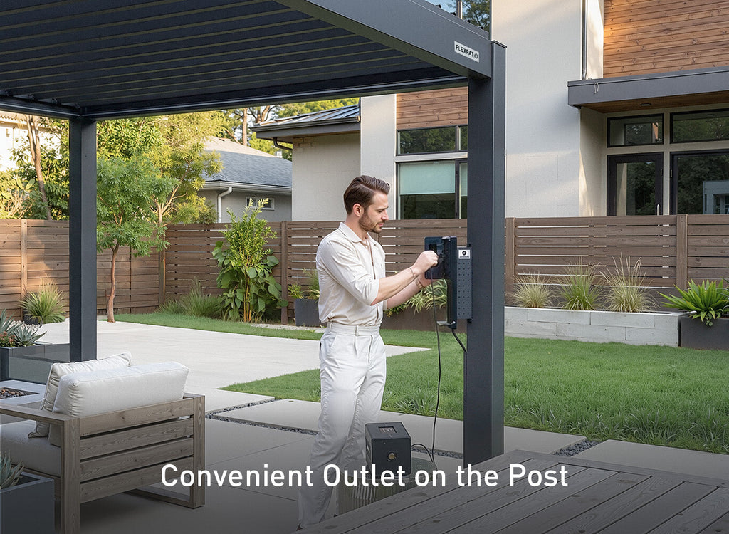 POWER+ PRO Gen 2 Motorized Pergola – 13' x 26' White, 6063-T5 Aluminum, Motorized Louvers, LED Lighting, IP68 Outlets