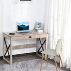 44 inch Home Office Computer Desk, Rustic Writing Desk, Farmhouse Workstation with Storage Drawer, X-Frame