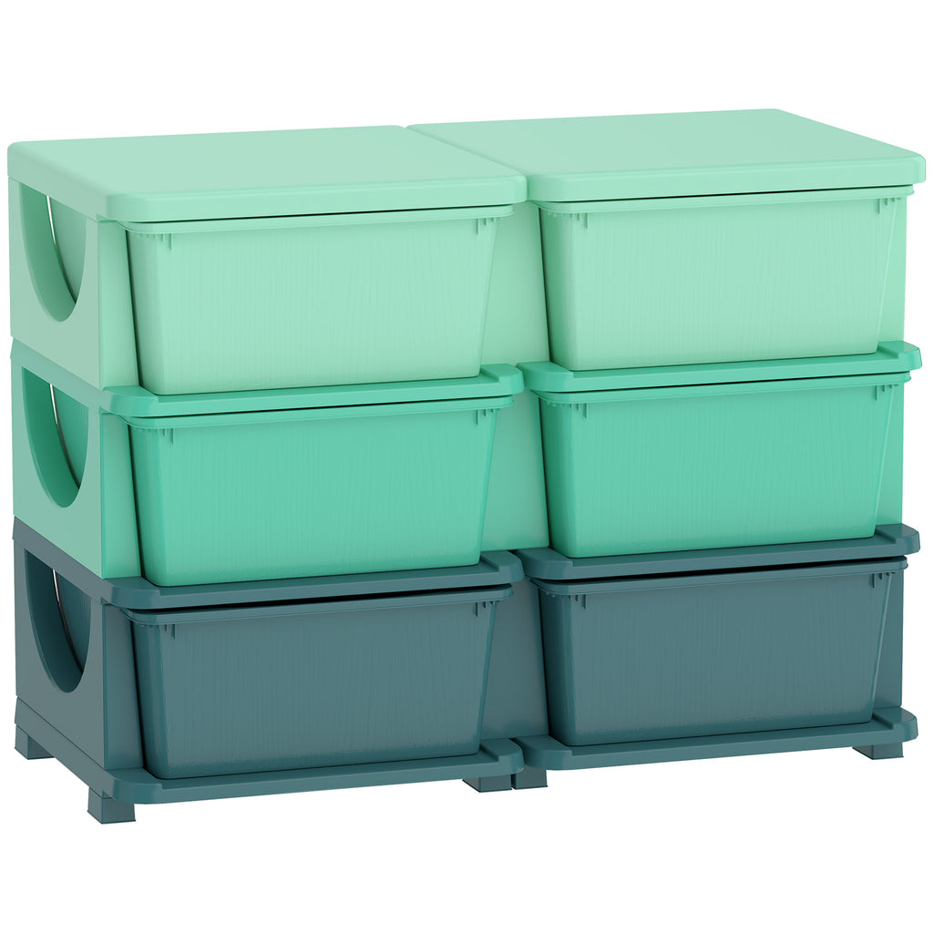 3 Tier Kids Storage Organizer with 6 Drawers for Bedroom, Nursery, Kindergarten, Living Room, Boys and Girls, Green