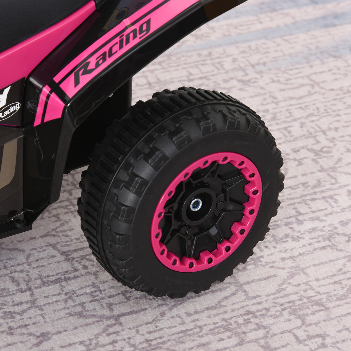 NO Power Kids Ride On Push Car, Ride Racer, Foot-to-floor Sliding Car, Walking ATV Toy with Music, Lights, for 1.5-3 Years Old, Pink