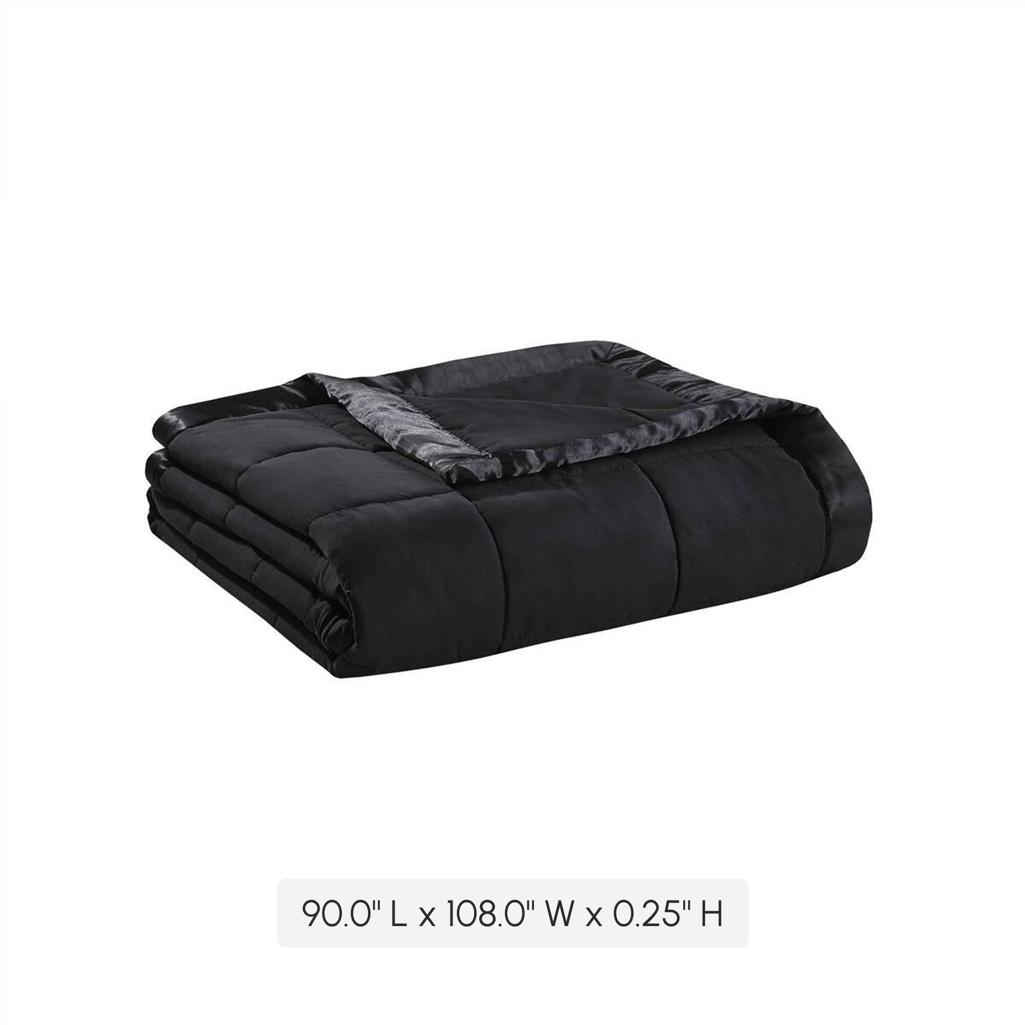 Lightweight Down Alternative Blanket with 3M Scotchgard Treatment, Satin Trim, Ideal for Summer, Spring, 108" L x 90" W x 0.25" H, Black