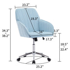 Adjustable Swivel Chair with Memory Foam Cushion and Lumbar Support, Ergonomic Office Chair with Silver Base, 25" L x 23" W x 38" H, Baby Blue