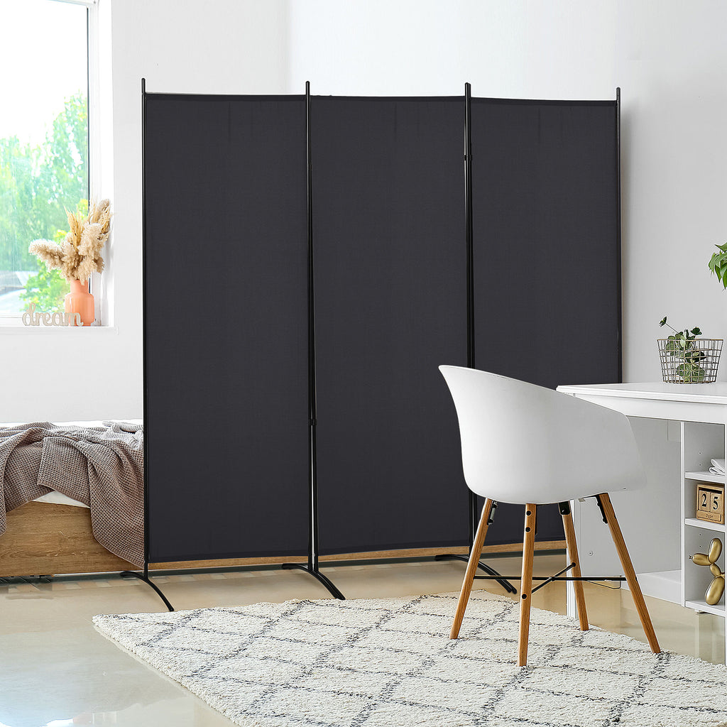 6' 3 Panel Room Divider, Indoor Privacy Screen for Home, Black