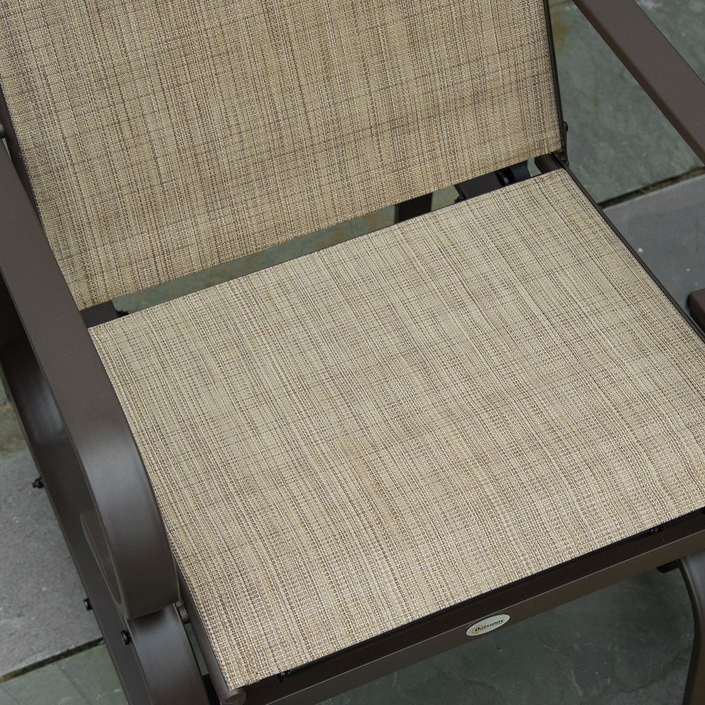 Gliding Lounger Chair, Single Rocker with Lightweight Metal & Mesh Construction, Tan