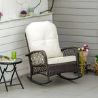 Outdoor PE Rattan Wicker Recliner Rocker Chair w/ Soft Cushion for Garden