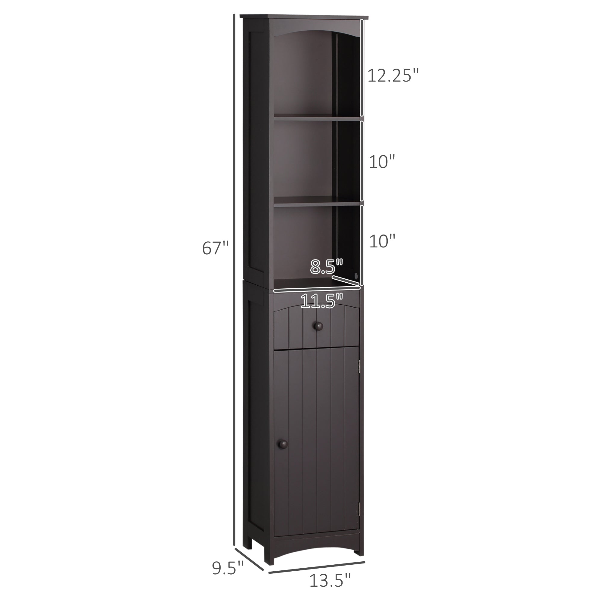 Bathroom Storage Cabinet, Free Standing Bathroom Storage Unit, Tall Linen Tower with 3-Tier Shelves and Drawer, Brown
