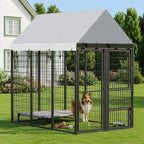 Large Dog Kennel Outdoor with Roof, 3 Doors, Expandable Heavy Duty Dog Kennel Dog Run for All Breed Sizes, 6' x 4' x 6'