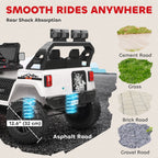 Ride on Truck Car with 2-Seater, 24V Electric Car with 4 Motors, Remote Control, Spring Suspension for 3-8 Years, White