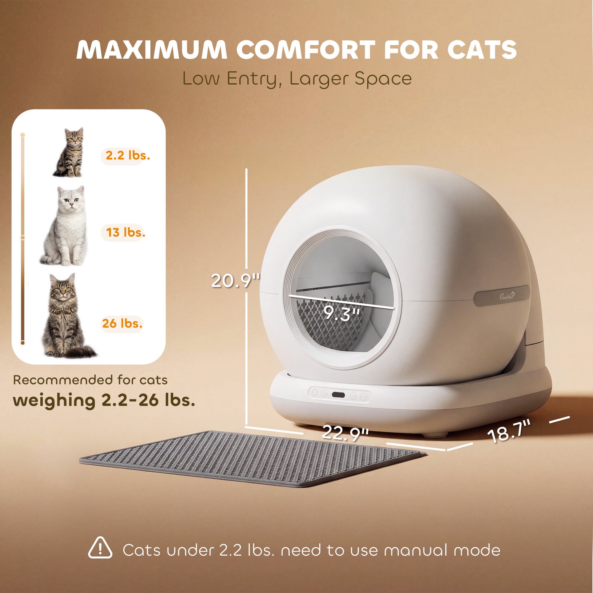 72L Automatic Litter Box, Self Cleaning Litter Box, App Control, Odor & Noise Control, Safety Sensors, Deodorant Gel