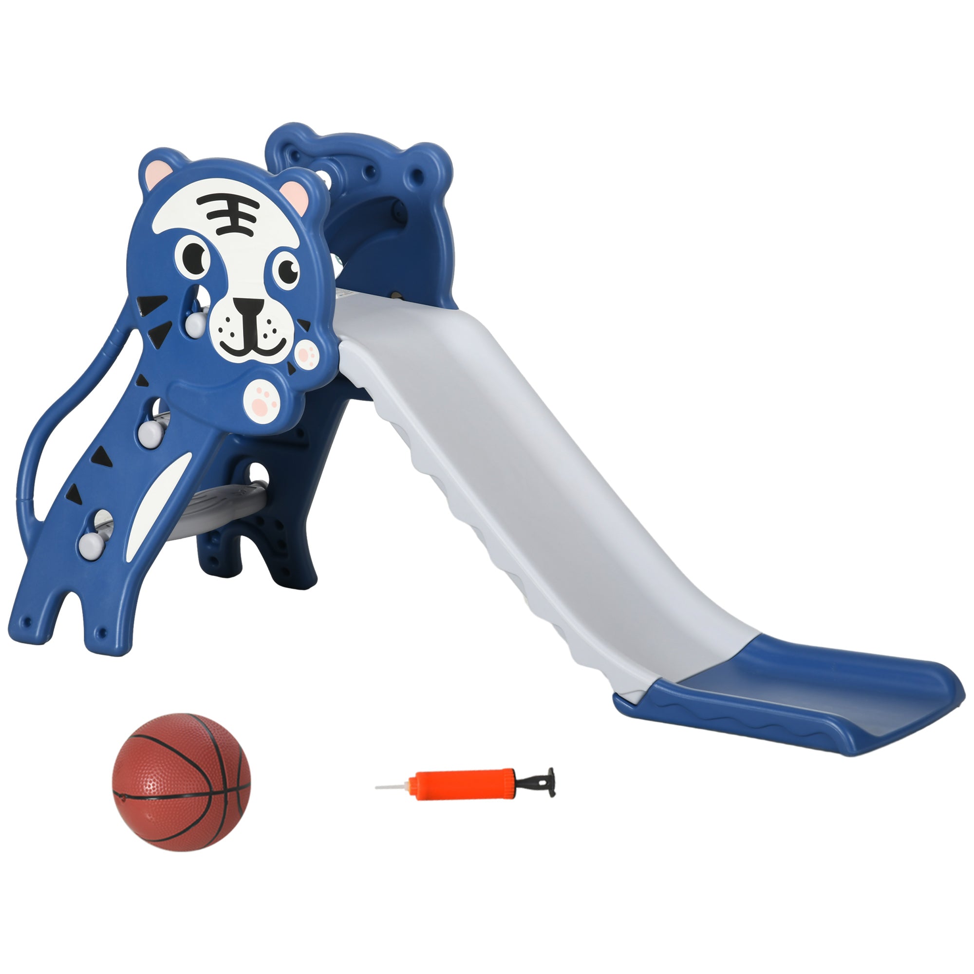 Slide for Kids with Basketball Hoop for Indoor Use, Easy Set Up Baby Slide for Kids 18-36 Months, Blue