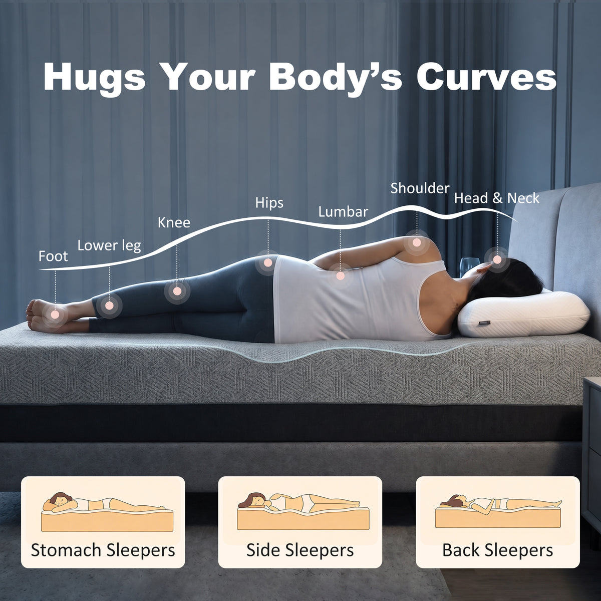 King Mattress, 12 Inch Memory Foam Mattress for Pressure Relief, Graphene Gel Cooling Copper Bed in a Box, Made in USA