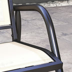 Outdoor Glider Chair, Steel Swing Chai with Curved Armrests for Porch, Garden, Poolside, Balcony, Cream White
