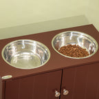 Elevated Dog Bowls with Storage Cabinet, Raised Dog Bowl Stand Pet Food Bowl Dog Feeding Station, Brown