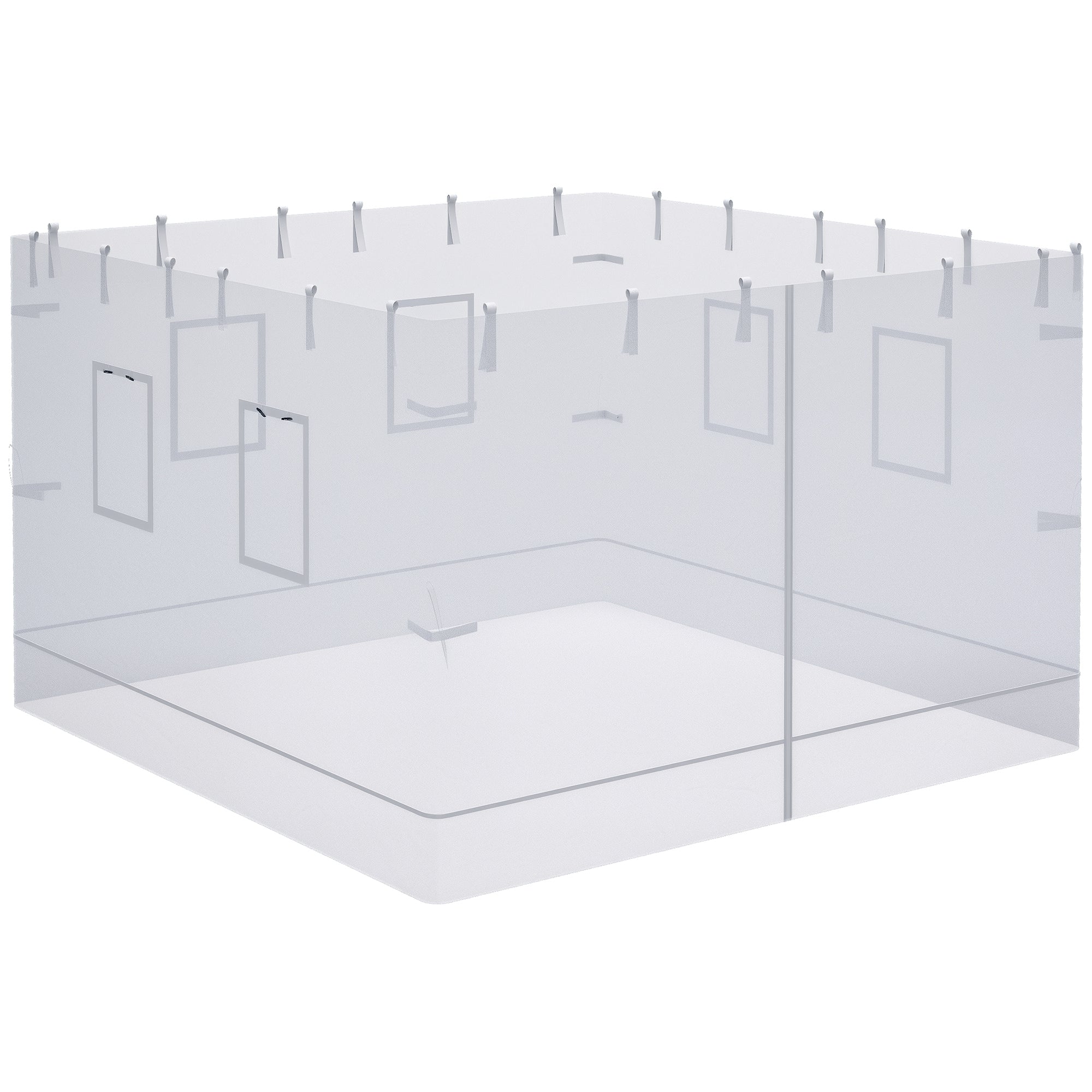 Canopy Screen Walls, Replacement Netting with 6 Service Windows and 1 Door, for 10' x 10' Canopy Tent, White