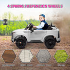 2-Seater 12V 10AH Ride on Truck, Escalade Licensed Electric Car for Kids w/ Spring Suspension Wheels, White