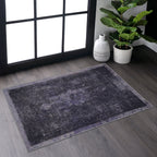2x3 Low-Pile Non-Slip Non-Shedding Machine Washable Area Rug, Kid and Pet Friendly, Foldable Doormat for Bedroom, Bathroom, Anthracite