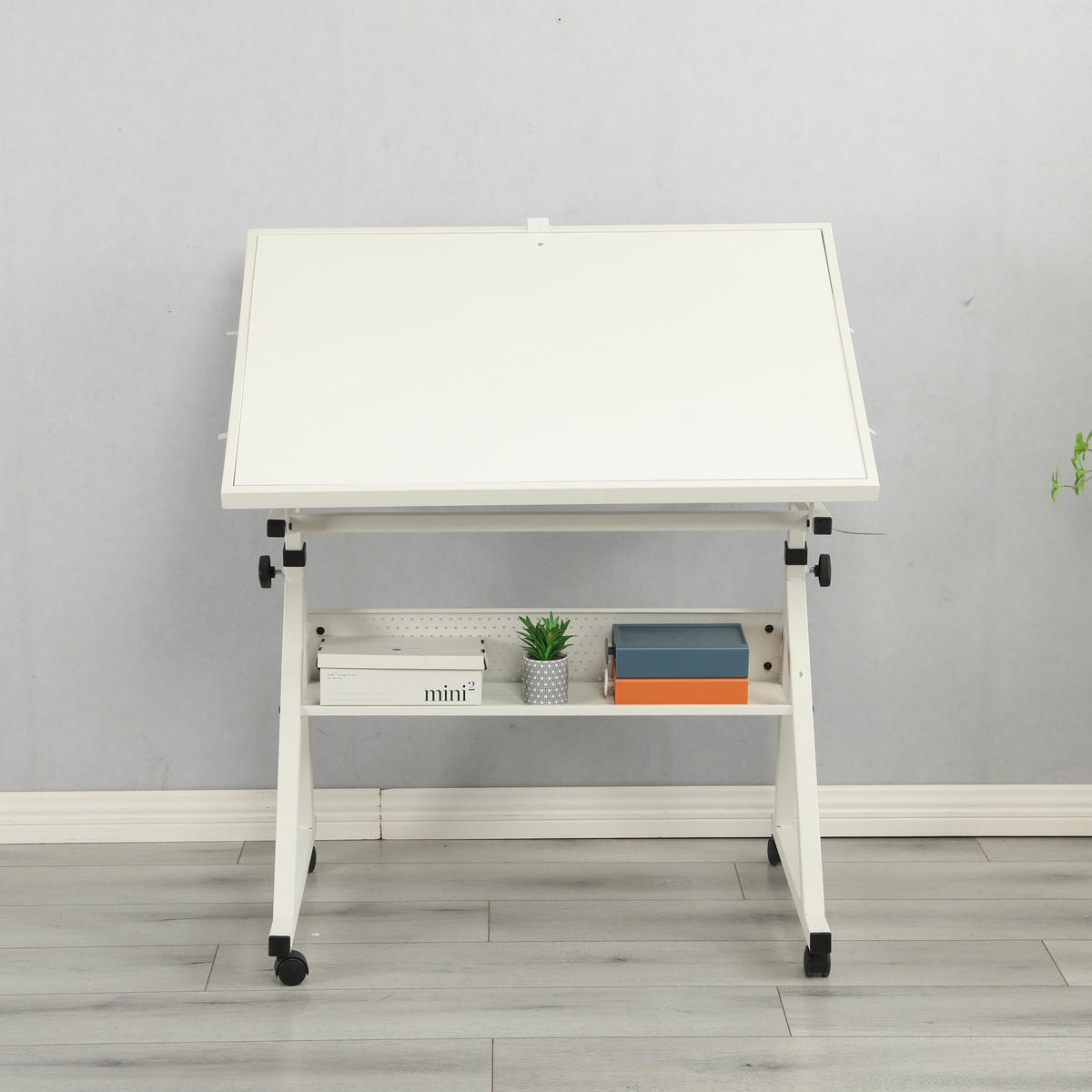 1500-Piece Jigsaw Puzzle Table with 4 Felt Storage Trays, Locking Casters, Drawing Desk with Wooden Cover, 35.5" L x 23.5" W x 29.5" H, White