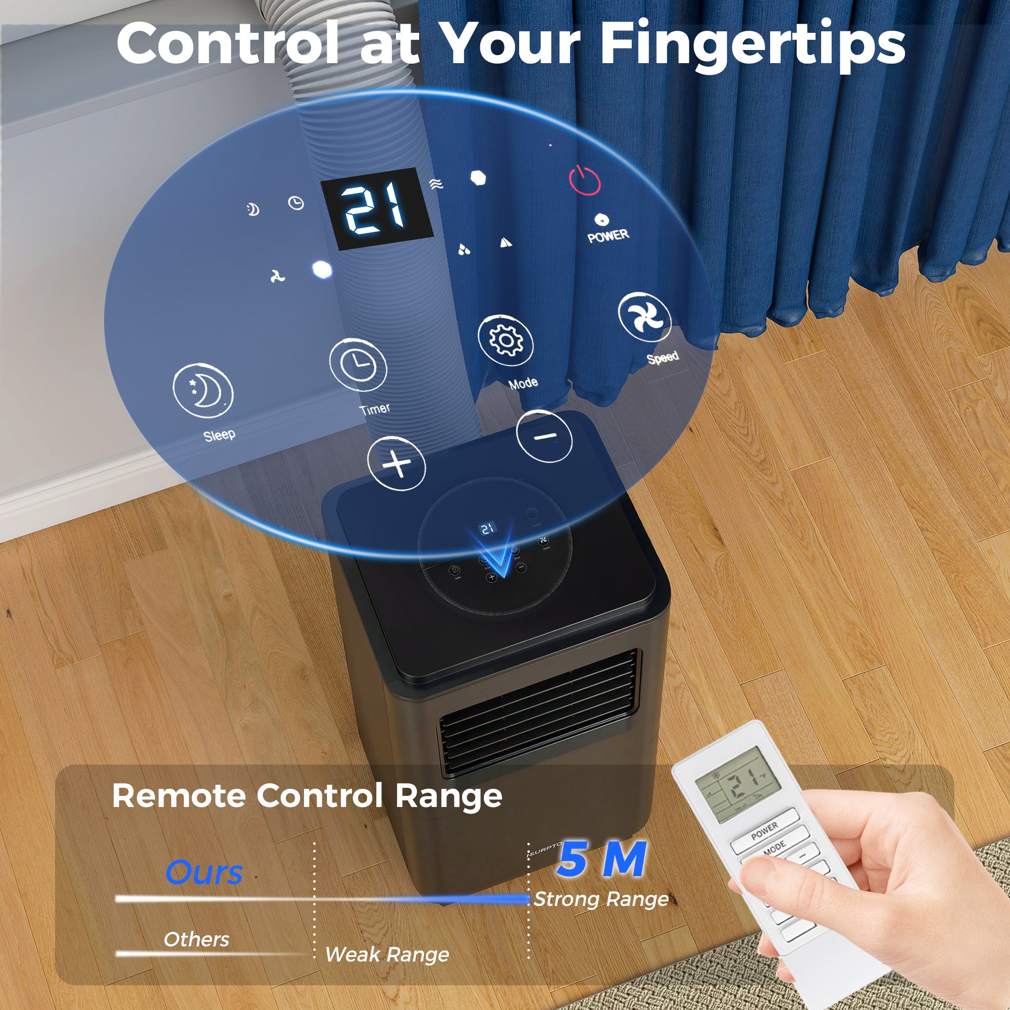 8,000 BTU Moible Air Conditioner 345 Sq. Ft., Dehumidifier Fan Auto Sleep with 24H Timer On/Off, Window Kit, Black