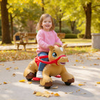 Ride On Horse Toy, 12V Battery Powered Ride on Toy with Carrot Toy, Comb and Sound, Electric Rocking Horse for Toddlers