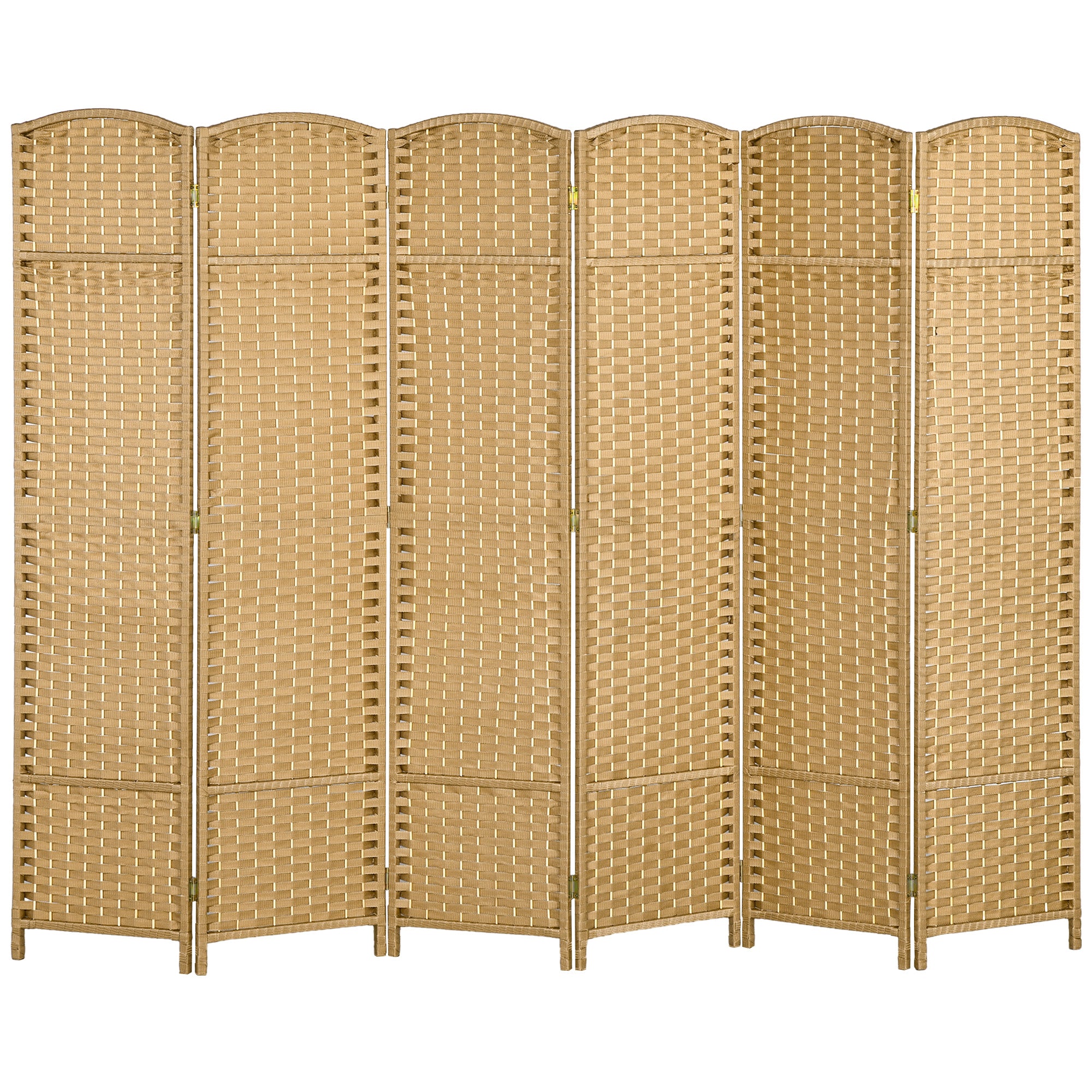 Folding Room Divider Screen 6 Panel 5.6 ' Tall Privacy Screen Freestanding Room Partition for Home Office, Nature Wood