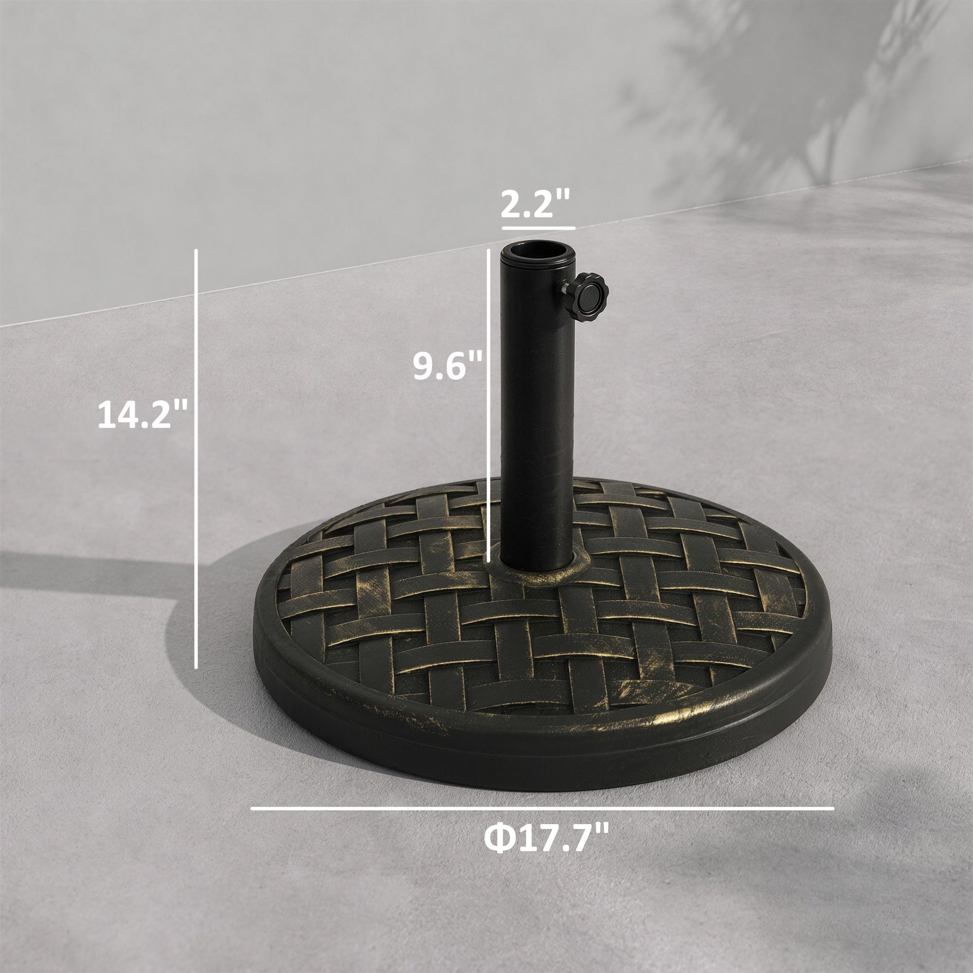 Concrete Umbrella Base, 40 lbs. Heavy Duty Umbrella Stand with Metal Umbrella Holder for Outdoor, Lawn, Deck, Bronze