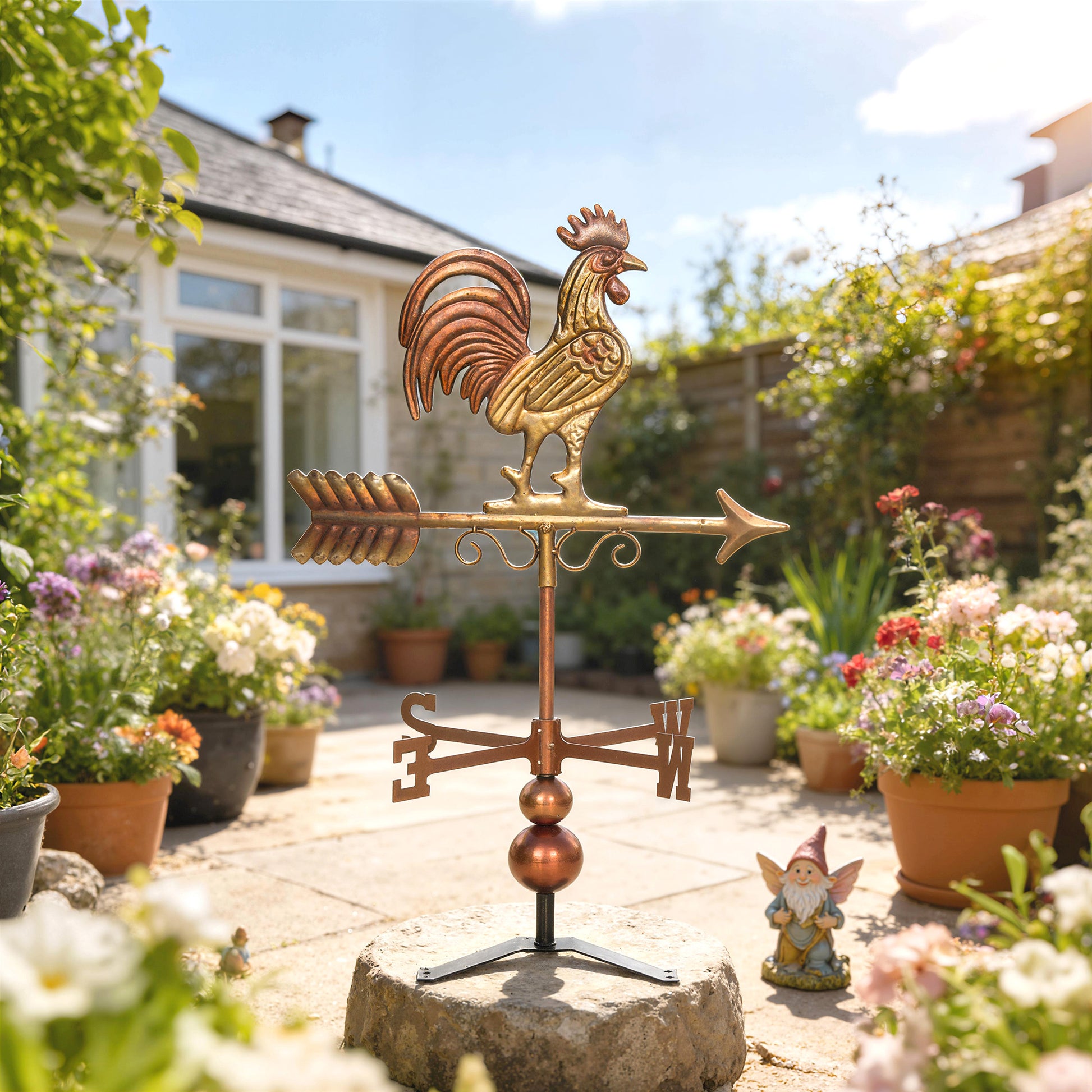 Metal Rooster Weathervane, Roof Mount Wind Direction Indicator, Outdoor Weather Vanes