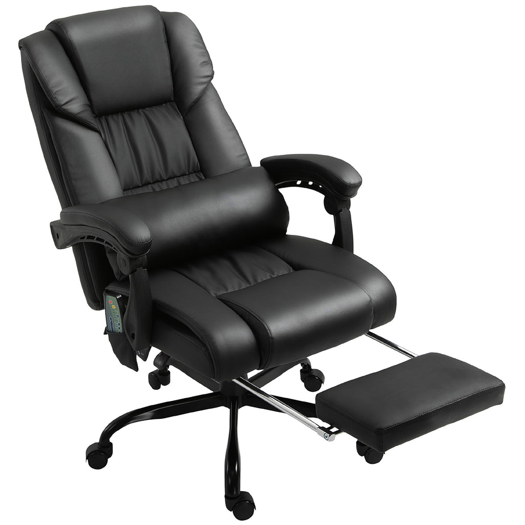 Massage Office Chair with 6 Vibrating Points, High Back Reclining Office Chair with Footrest and Remote, Black