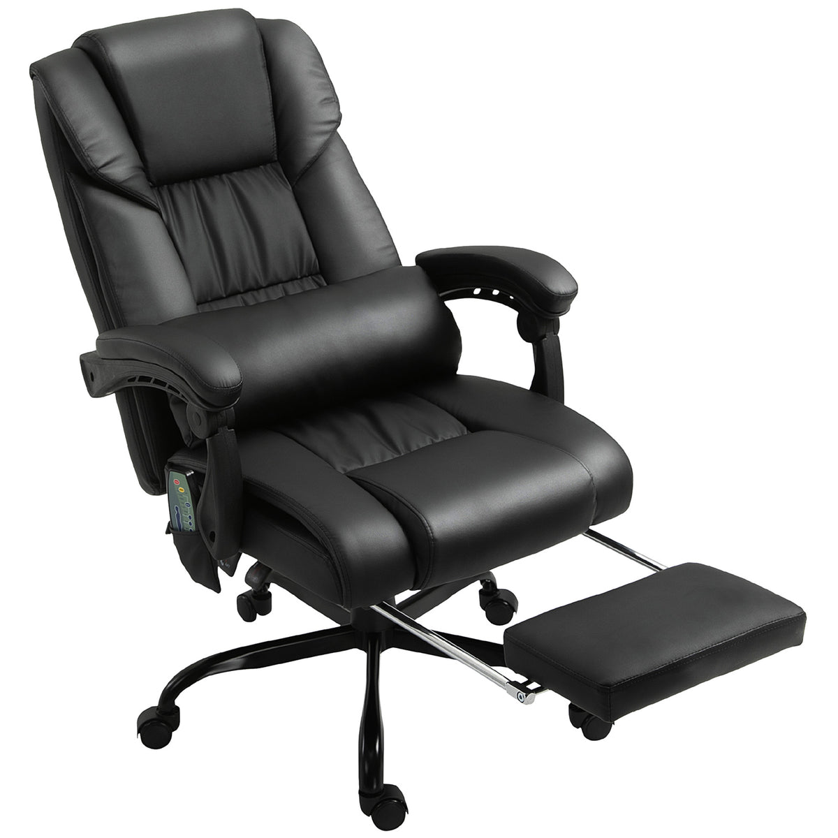 Massage Office Chair with 6 Vibrating Points, High Back Reclining Office Chair with Footrest and Remote, Black