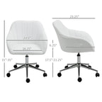Mid Back Home Office Chair Computer Desk Chair with PU Leather, Adjustable Height, Swivel Wheels for Study, Bedroom, White