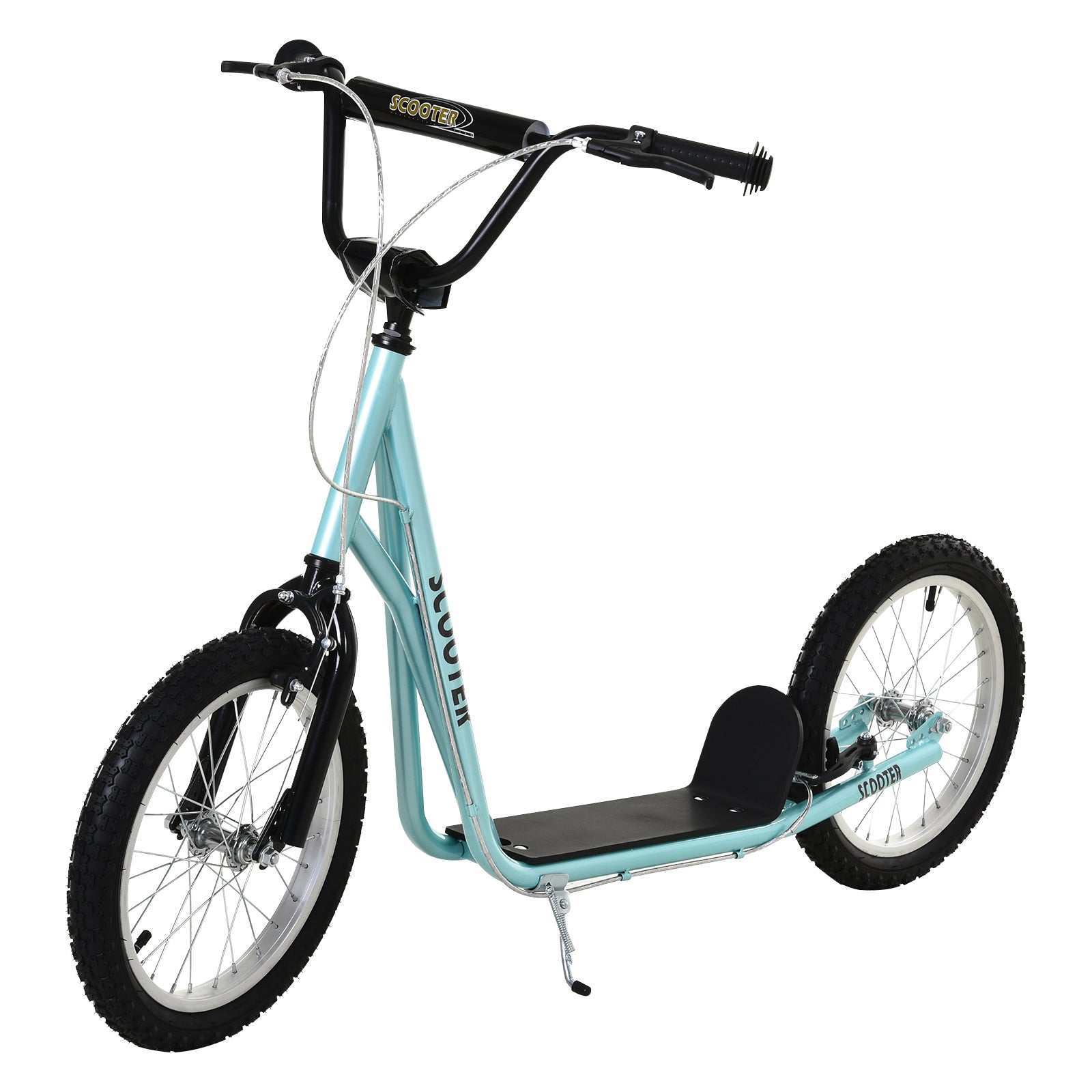Youth Scooter Kick Scooter for Kids 5+, Max Load 220 LBS., with Adjustable Handlebar, 16" Inflatable Wheels, Dual Brakes, Blue
