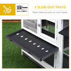 2-tier Indoor Rabbit Enclosure, Wood Hutch Backyard Small Animal House Ramp Outdoor Run Enclosed