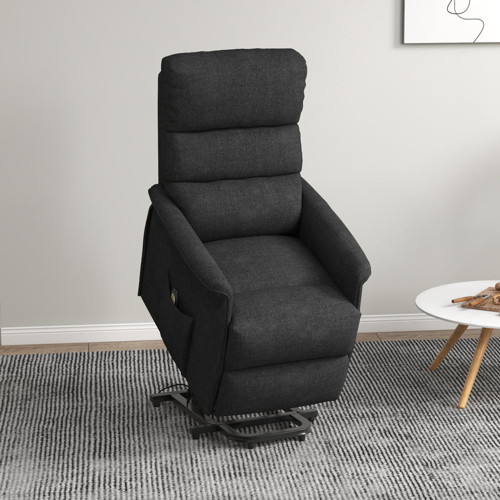 Power Lift Chair for Seniors, Electric Lift Recliner Chair with Remote Control, Side Pockets for Living Room, Black