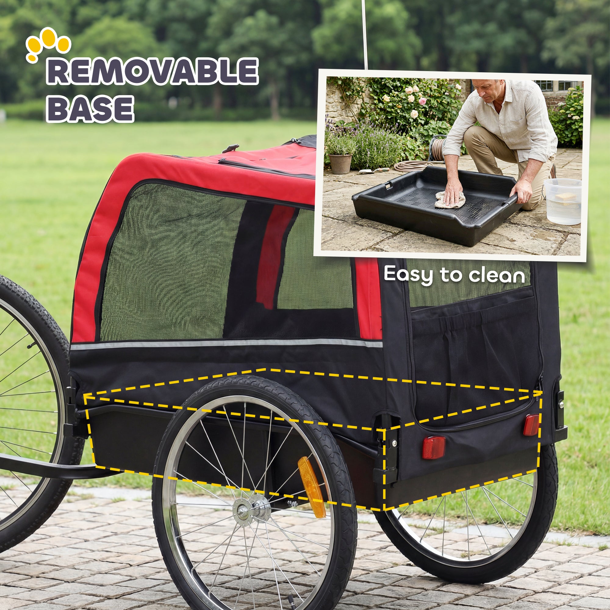 Dog Bike Trailer, Pet Cart Bicycle Carrier with 20" Air Tires, Quick-Release Wheels, Reflectors, Flag