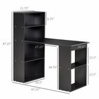 Computer Desk with 6-Tier Storage Shelves, Writing Desk Workstation with Bookshelf for Home Office, Black
