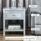 Sofa Side Table, Accent End Table with Storage Drawer and Bottom Shelf for Living Room,Gray