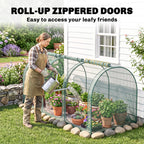 9' x 4' Crop Cage, Plant Protection Tent with Three Zippered Doors, Storage Bag and 4 Ground Stakes, for Garden, Yard, Lawn, Green