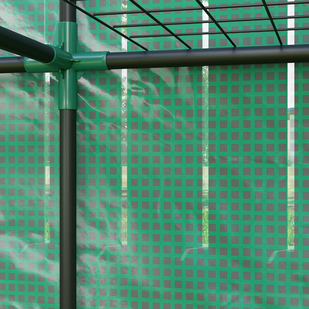 Lean-to Greenhouse with 3 Tier Shelves, Portable Greenhouse with PE Cover, 2 Roll-Up Doors, 56.7" x 18.9" x 59.8", Green