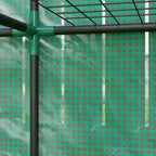 Lean-to Greenhouse with 3 Tier Shelves, Portable Greenhouse with PE Cover, 2 Roll-Up Doors, 56.7" x 18.9" x 59.8", Green
