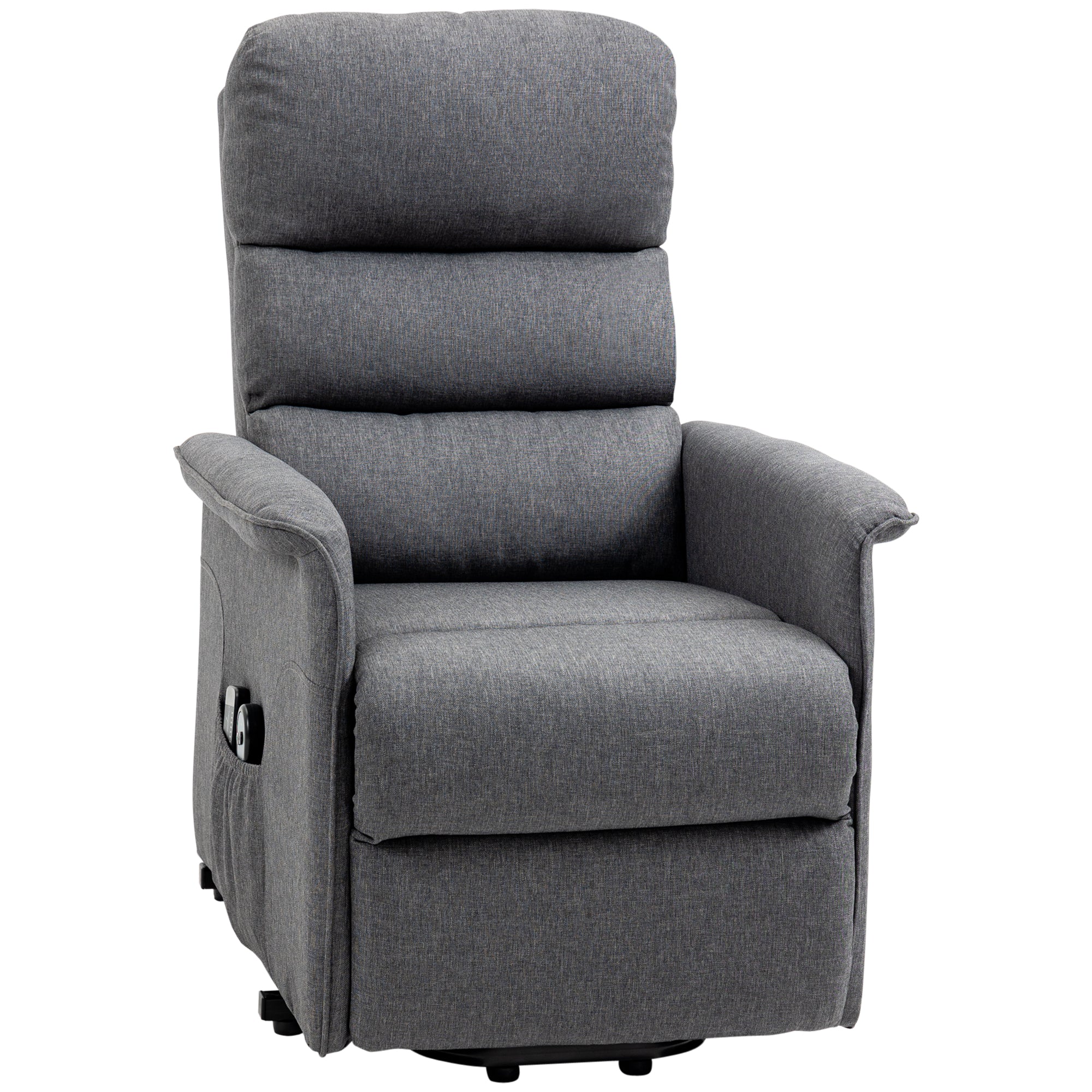 Power Lift Chair with Vibration Massage, Fabric Upholstered Recliner Chair for Elderly with Remote Control, Side Pockets, Grey