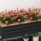 Galvanized Raised Garden Bed, Metal Planter Box with Legs, Storage Shelf and Bed Liner, Dark Gray