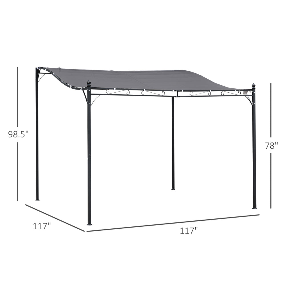 Durable 10x10 Steel Pergola, Wall-Mounted with Canopy for Patio Perfect for Homeowners, Gray