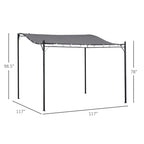 Durable 10x10 Steel Pergola, Wall-Mounted with Canopy for Patio Perfect for Homeowners, Gray