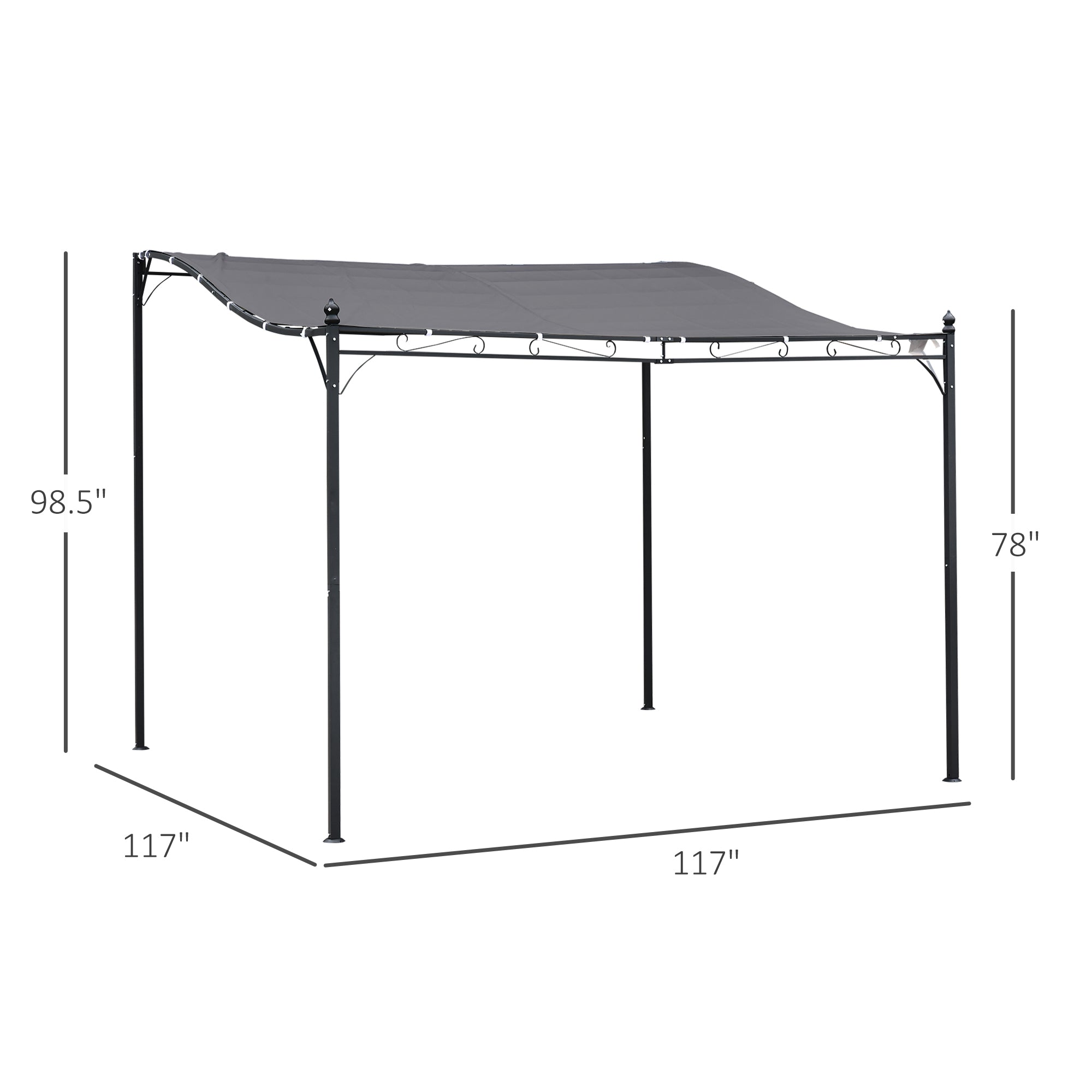 Durable 10x10 Steel Pergola, Wall-Mounted with Canopy for Patio Perfect for Homeowners, Gray