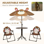 Kids Table and Chair Set, Outdoor Folding Garden Furniture, Picnic Table for Patio Backyard, with Removable & Height Adjustable Sun Umbrella, Brown