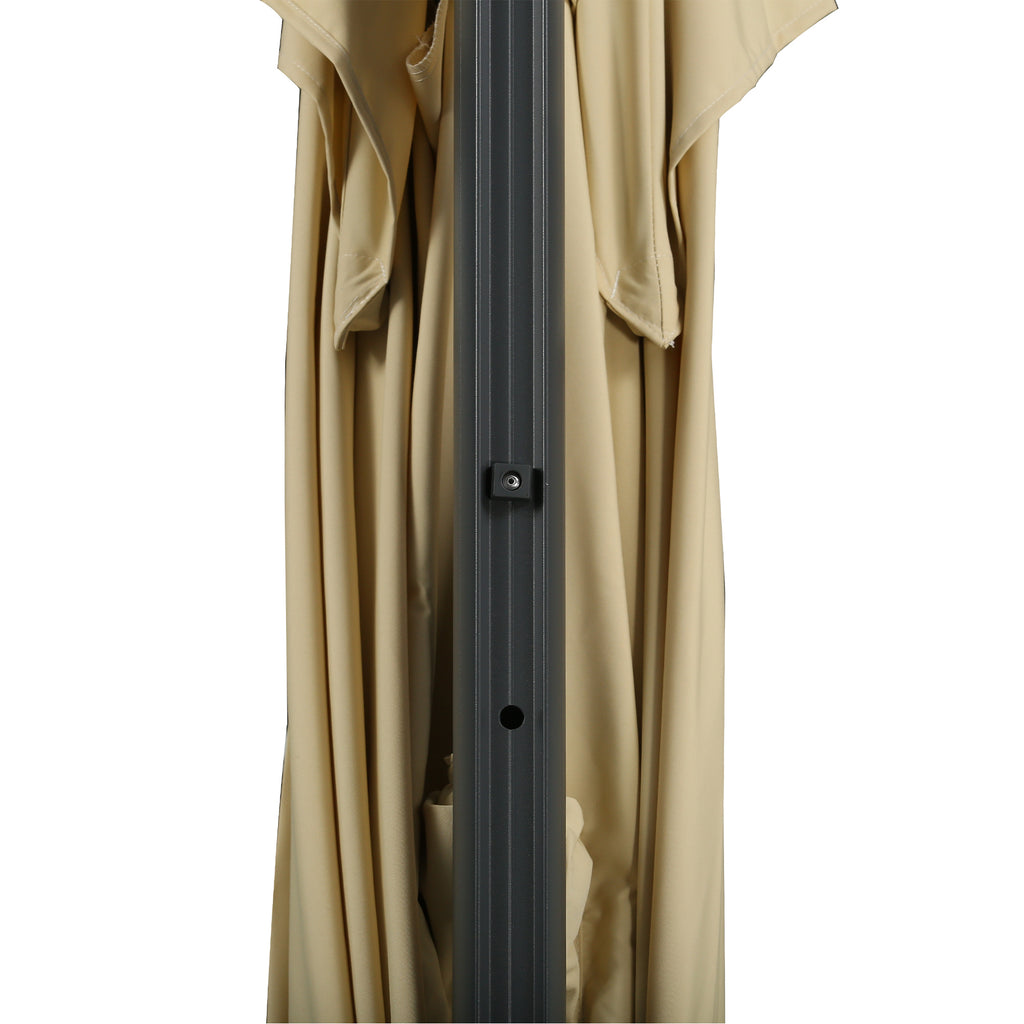 10ft Offset Patio Umbrella, Hanging Cantilever Umbrella, Square Shape, Aluminum Cross Base, Tilt, 360-Degree Rotation, Beige